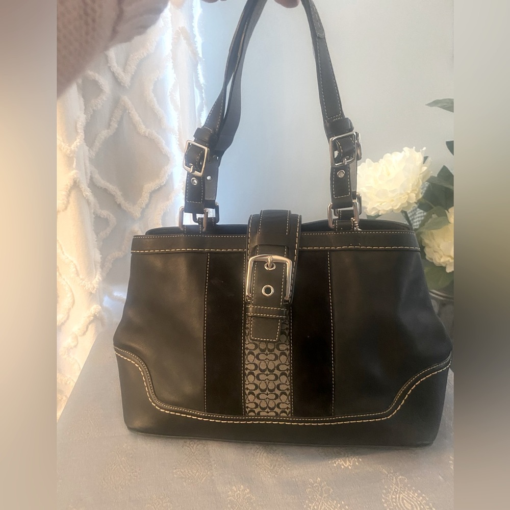 Coach leather with suede accents bag